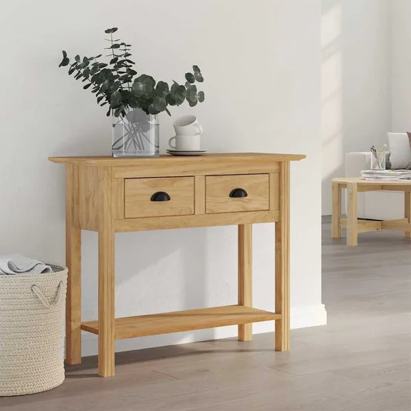 Table console avec tiroir BODO Marron miel 91 x 34.7 x 74 cm