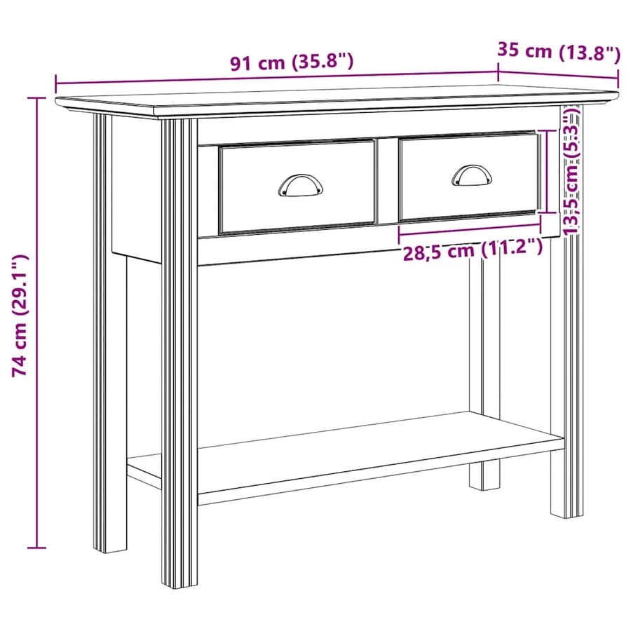 Table console avec tiroir BODO Marron miel 91 x 34.7 x 74 cm - 8