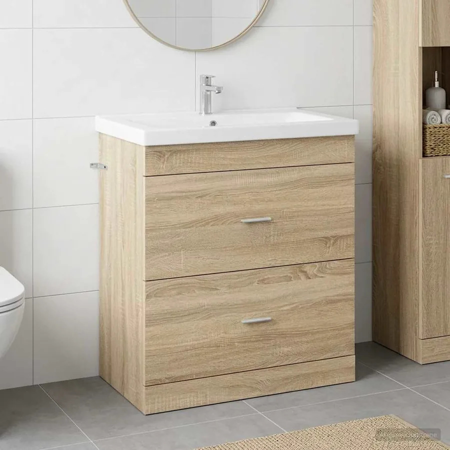 Meuble sous lavabo de salle de bain Chêne Sonoma