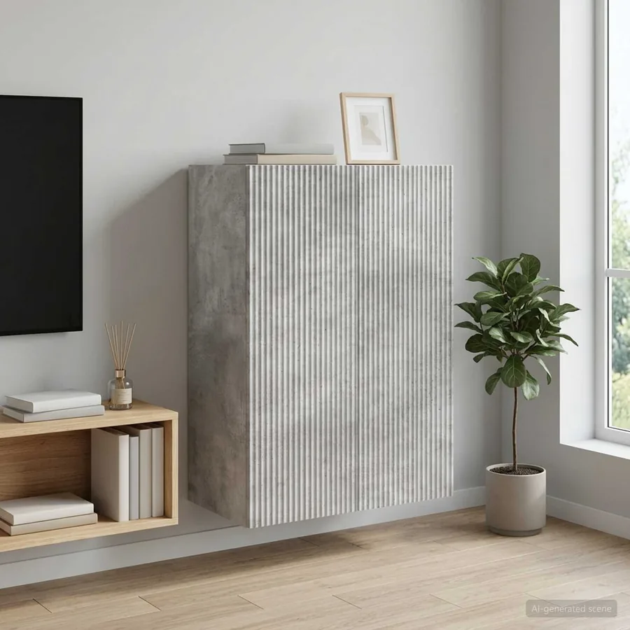 Armoire Murale Gris béton 66 x 34,5 x 90 cm Bois d'ingénierie