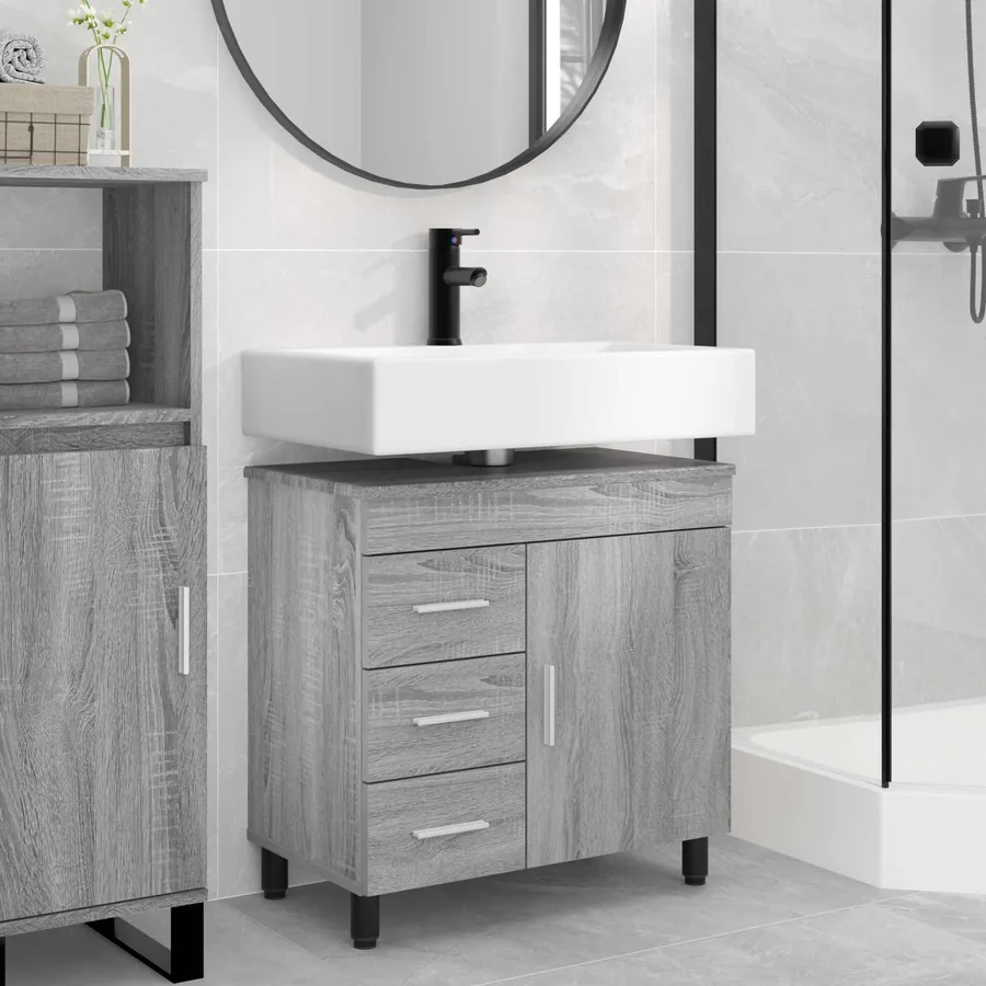 Unité de vanité de salle de bain Sonoma gris 60 x 35 x 60 cm