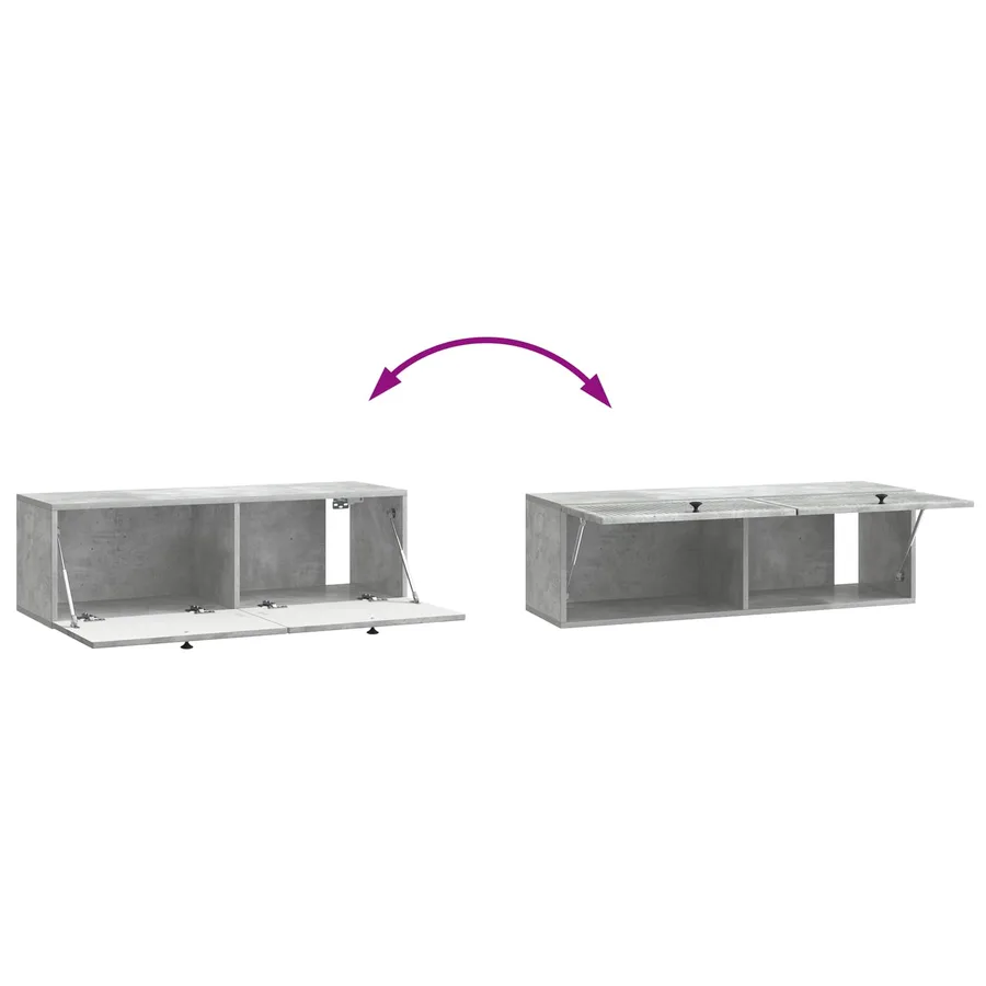 Meuble TV mural Gris béton 98 x 31 x 30 cm Bois d'ingénierie - 10