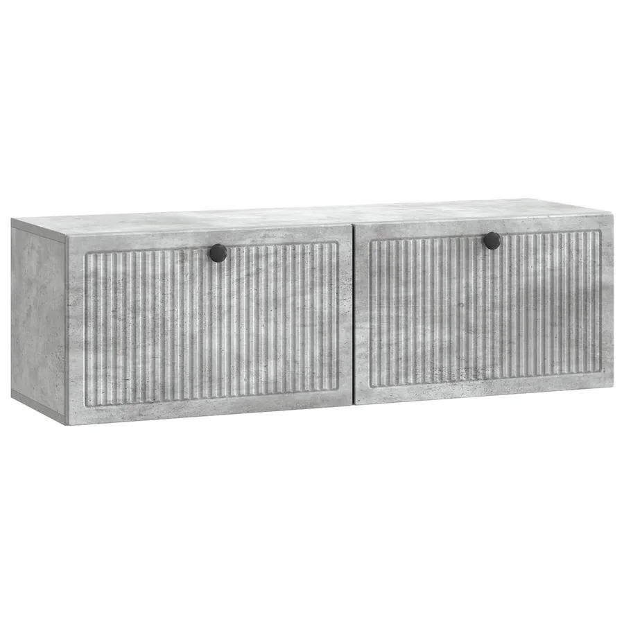 Meuble TV mural Gris béton 98 x 31 x 30 cm Bois d'ingénierie - 2