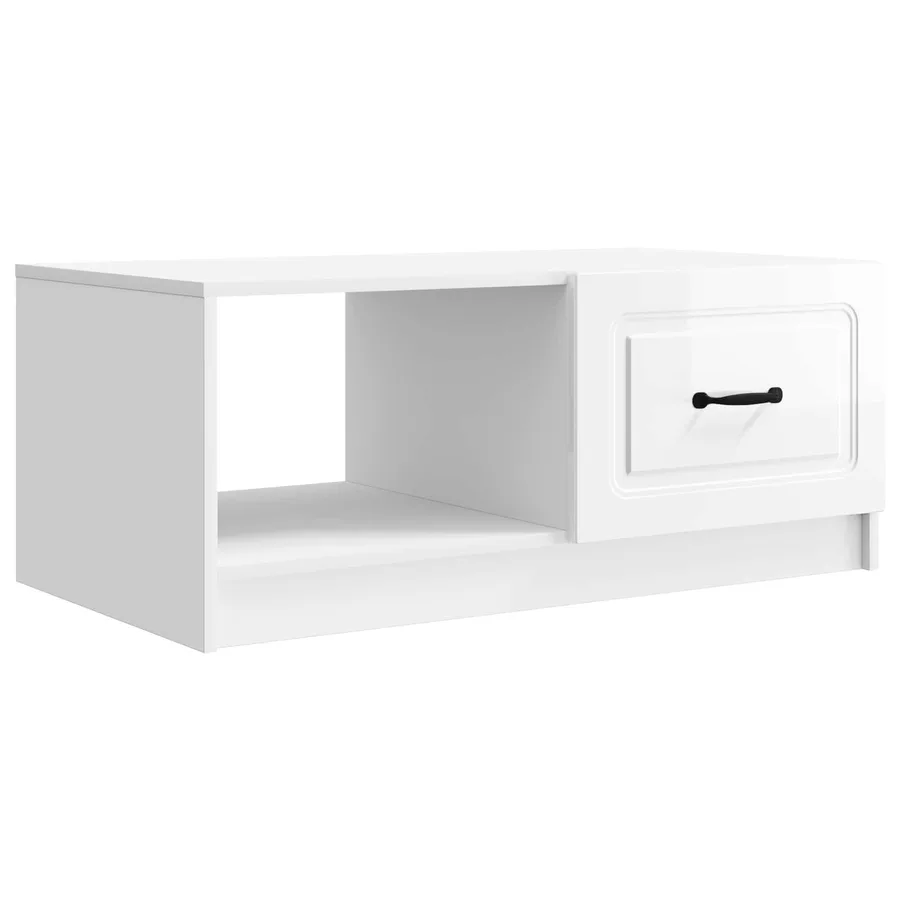 Table basse Blanc brillant 90 x 50 x 37 cm Bois d'ingénierie - 2