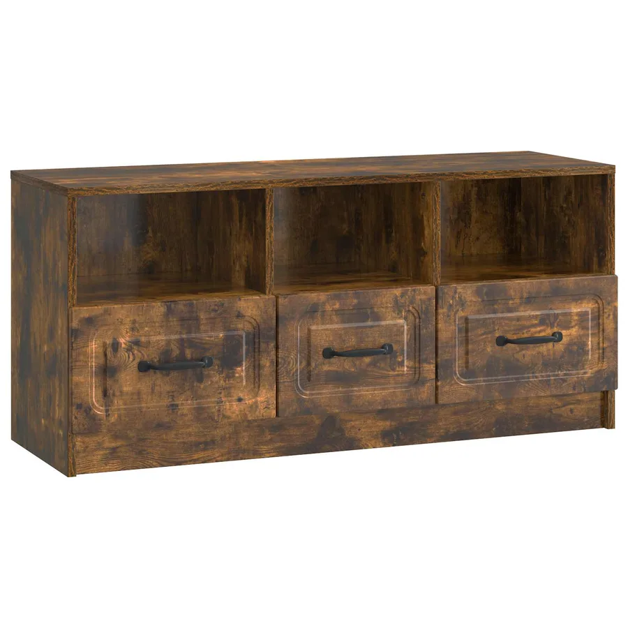 Meuble TV Chêne fumé 102 x 34,5 x 47 cm Bois d'ingénierie - 2