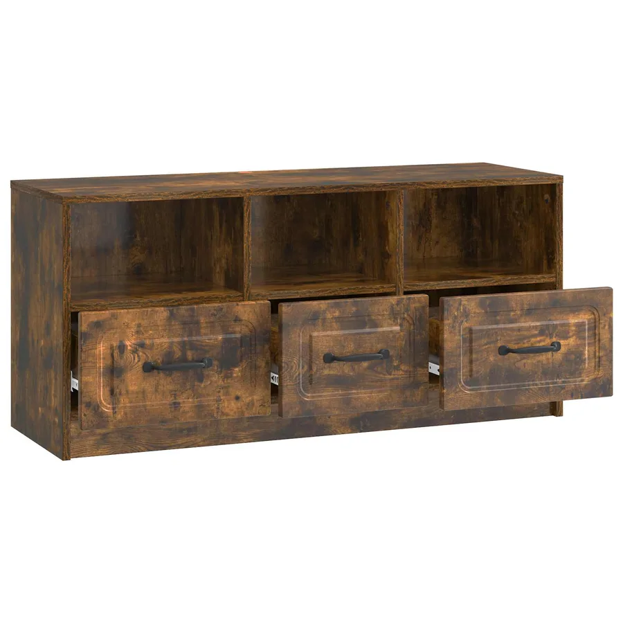 Meuble TV Chêne fumé 102 x 34,5 x 47 cm Bois d'ingénierie - 5