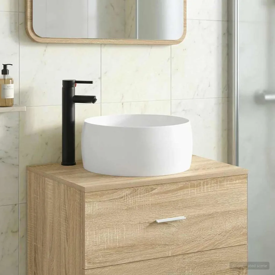 Lavabo de salle de bains Noir Mat 38,5 x 38,5 x 16 cm métal