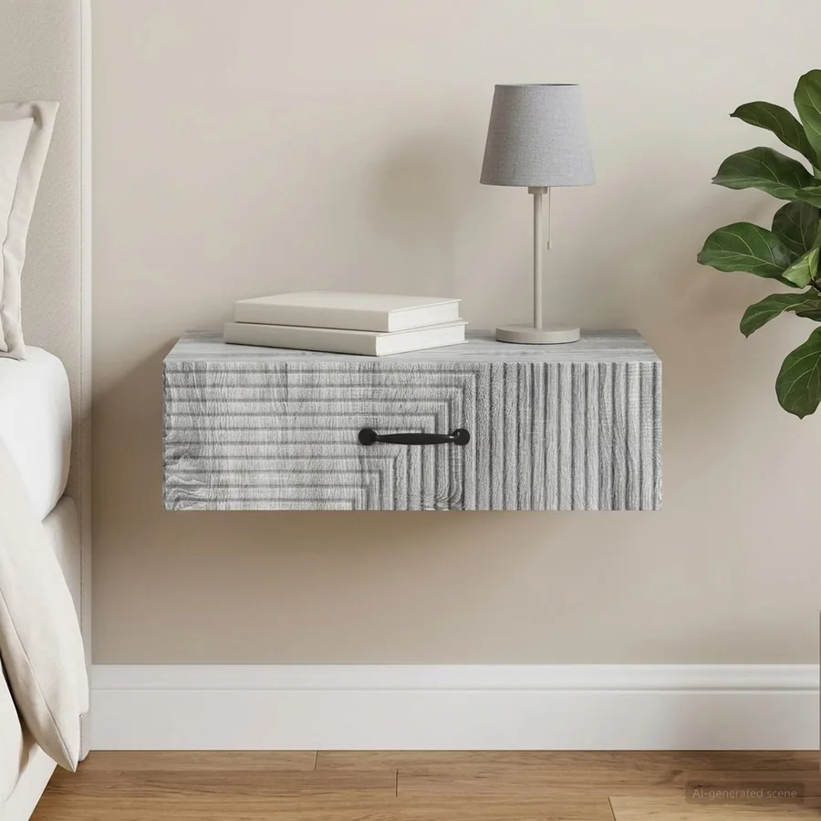 Table d'appoint murale Sonoma gris 59 x 34,5 x 17 cm