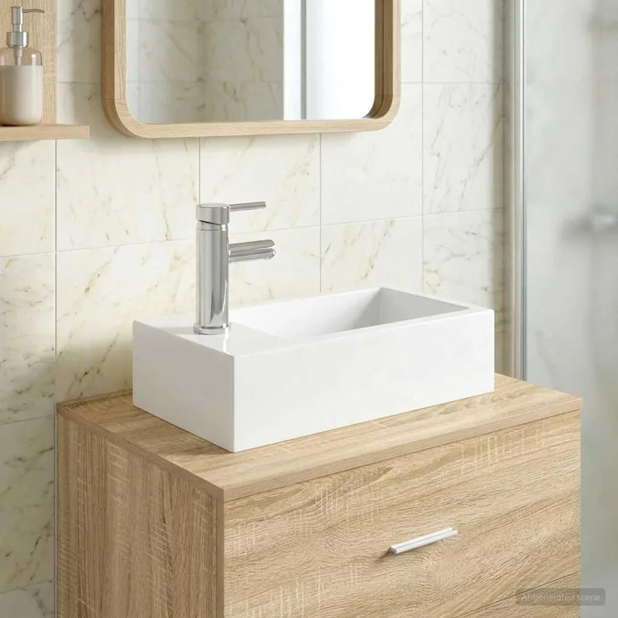 Lavabo de salle de bains Chrome 45,5 x 25,5 x 13 cm métal