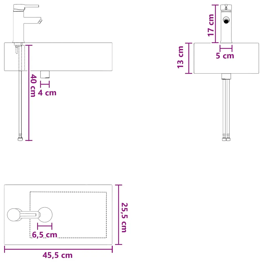 Lavabo de salle de bains Chrome 45,5 x 25,5 x 13 cm métal - 9