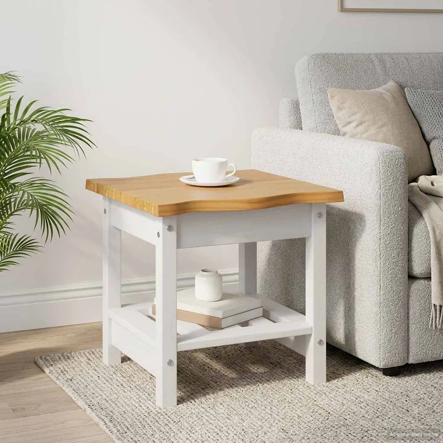 Table d'appoint EKAI Blanc 50 x 50 x 45,5 cm Bois de pin massif