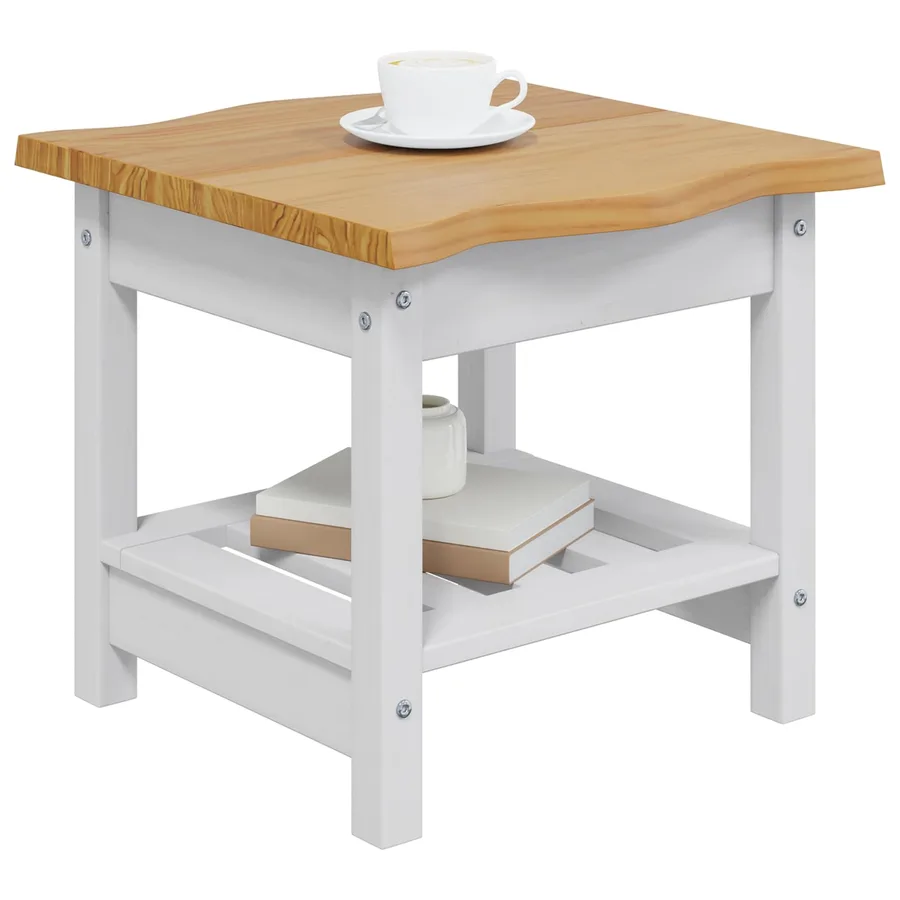 Table d'appoint EKAI Blanc 50 x 50 x 45,5 cm Bois de pin massif - 3