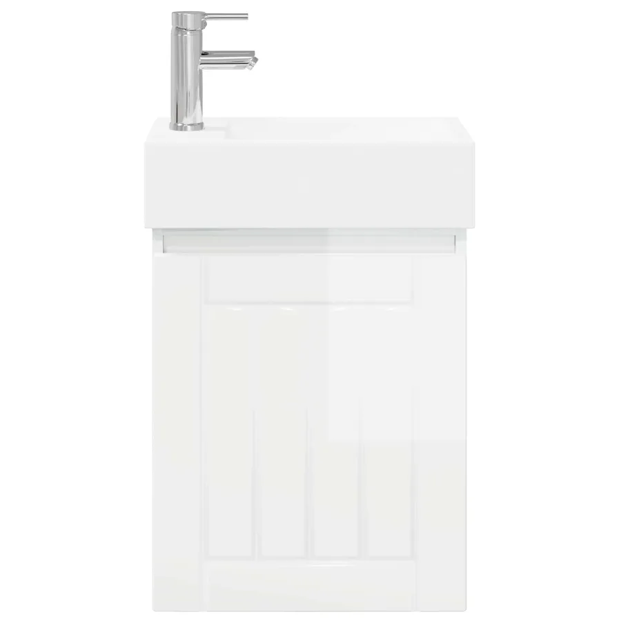 Meuble de salle de bain avec robinet Blanc brillant - 5