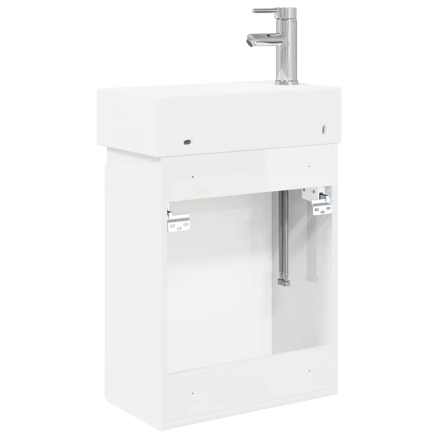 Meuble de salle de bain avec robinet Blanc brillant - 7