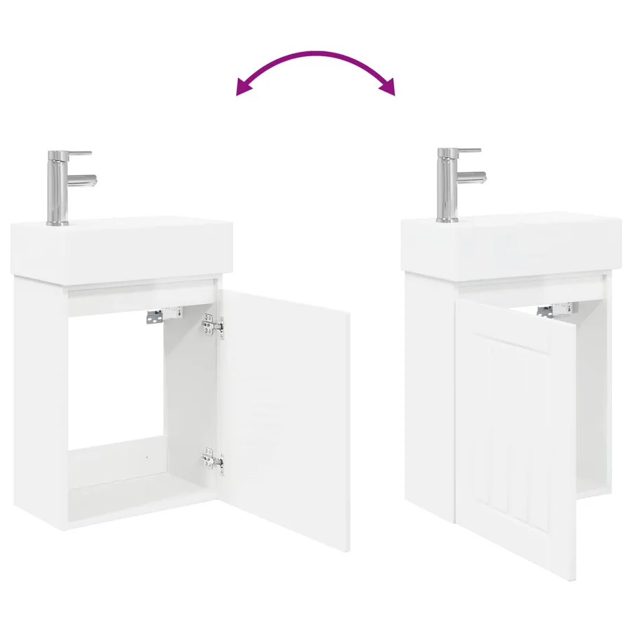 Meuble de salle de bain avec robinet Blanc brillant - 9