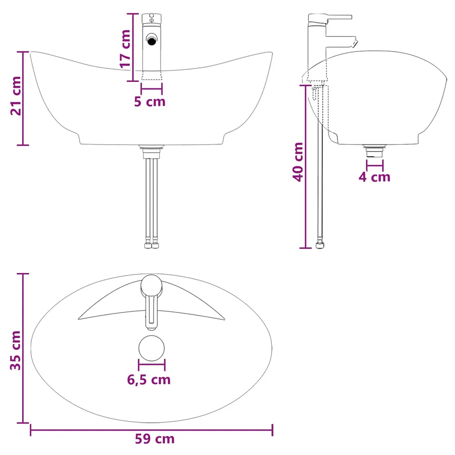 Lavabo de salle de bains Chrome 59 x 35 x 21 cm métal - 9