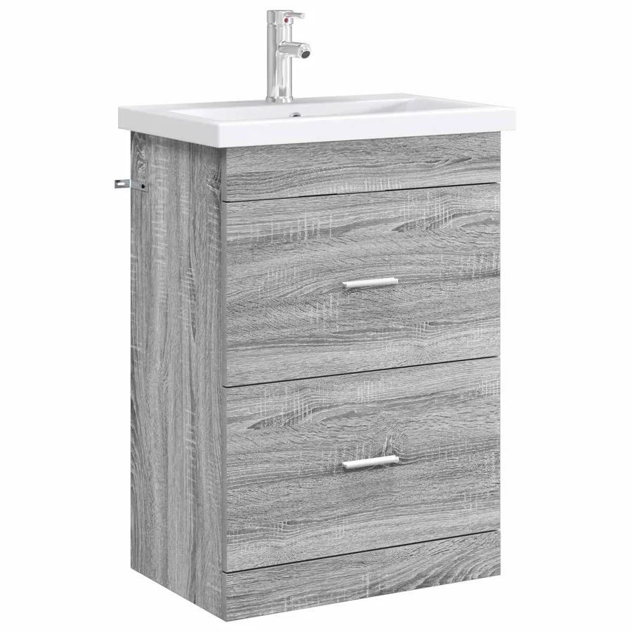 Meuble sous lavabo de salle de bain Sonoma gris - 3
