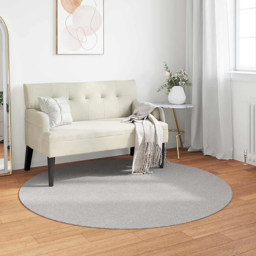 Tapis de surface Rond LUGO Crème et gris Ø 200 CM Polyester