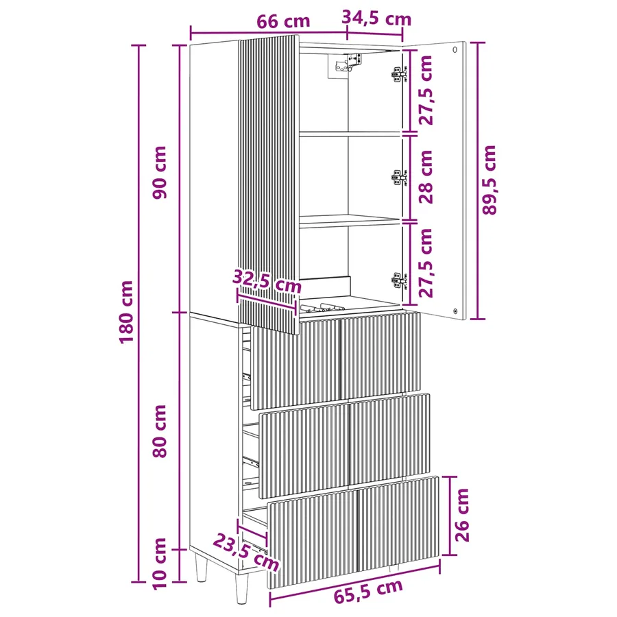 Ensemble de Meubles 2 pcs 66 x 34,5 x 90 cm Bois d'ingénierie - 9