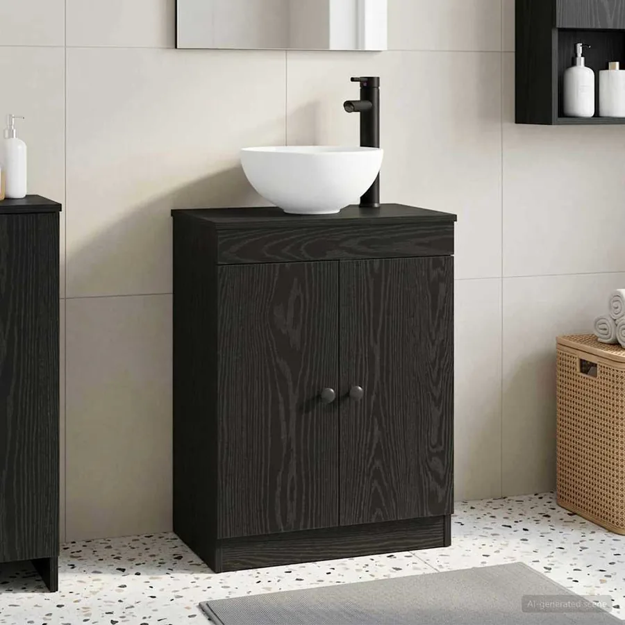Meuble de salle de bain avec évier Noir 54 x 35 x 83 cm