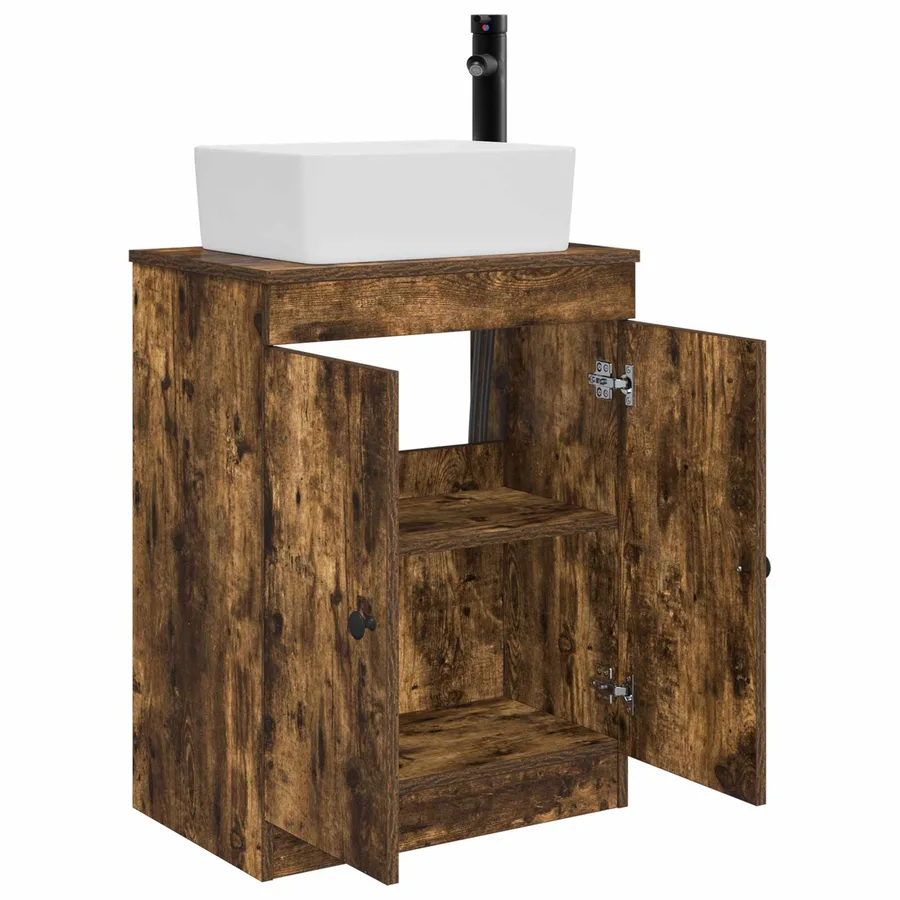 Meuble de salle de bain avec évier Chêne fumé 54 x 35 x 83 cm - 4