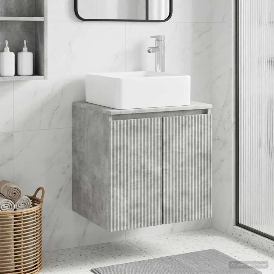 Vanité de lavabo mural Gris béton 53 x 35 x 63 cm