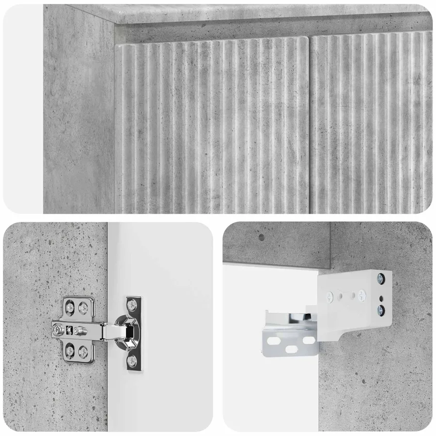 Vanité de lavabo mural Gris béton 53 x 35 x 63 cm - 6
