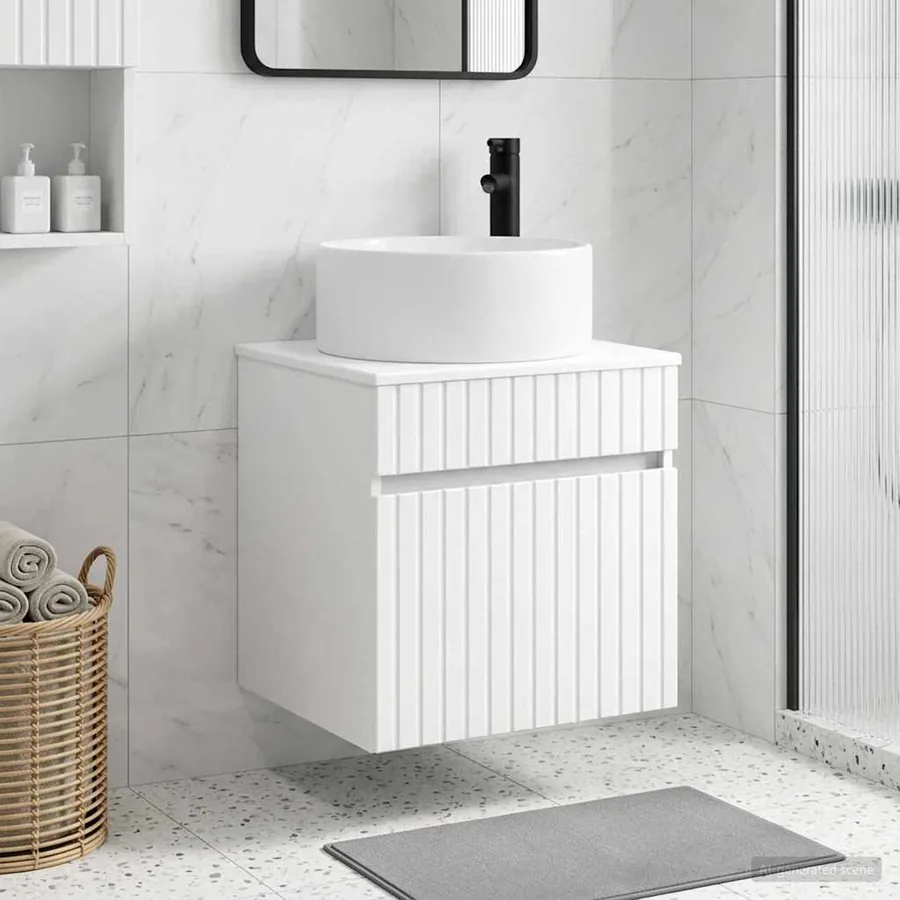 Meuble de lavabo mural Blanc brillant 49 x 44,5 x 65,5 cm