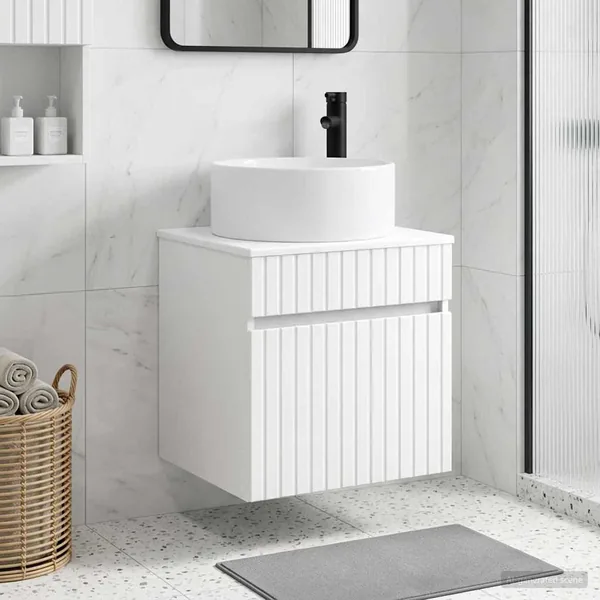 Meuble de lavabo mural Blanc brillant 49 x 44,5 x 65,5 cm
