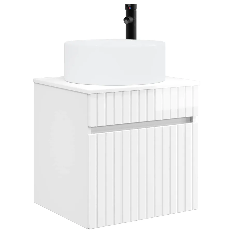 Meuble de lavabo mural Blanc brillant 49 x 44,5 x 65,5 cm - 2