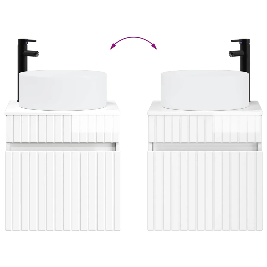 Meuble de lavabo mural Blanc brillant 49 x 44,5 x 65,5 cm - 7