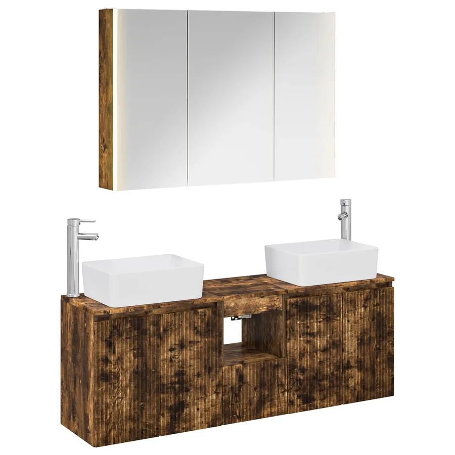 Ensemble d'armoire de salle de bain 4 pcs Chêne fumé - 2