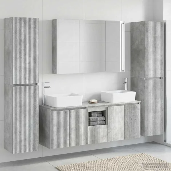Ensemble de mobilier de salle de bain 6 pcs Gris béton
