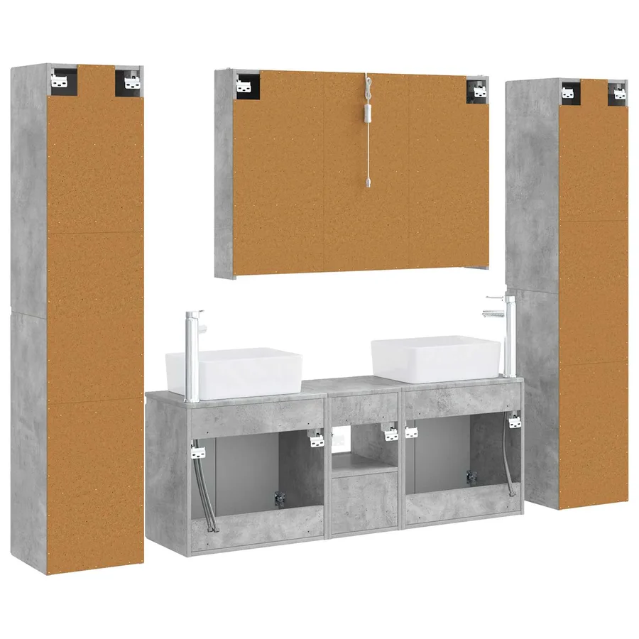 Ensemble de mobilier de salle de bain 6 pcs Gris béton - 9