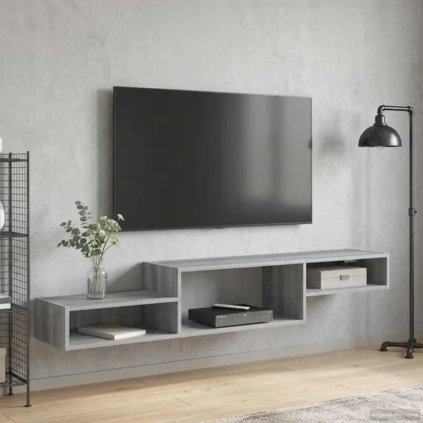 Meuble TV mural Montage mural Sonoma gris 150 x 28 x 26 cm