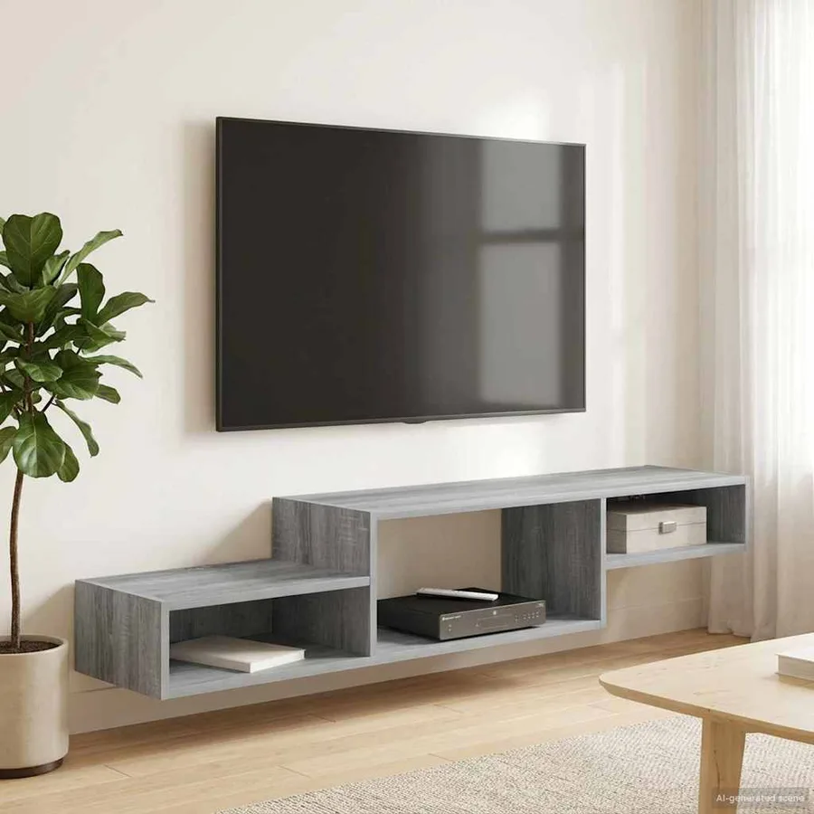 Meuble TV mural Montage mural Sonoma gris 150 x 28 x 26 cm - 4