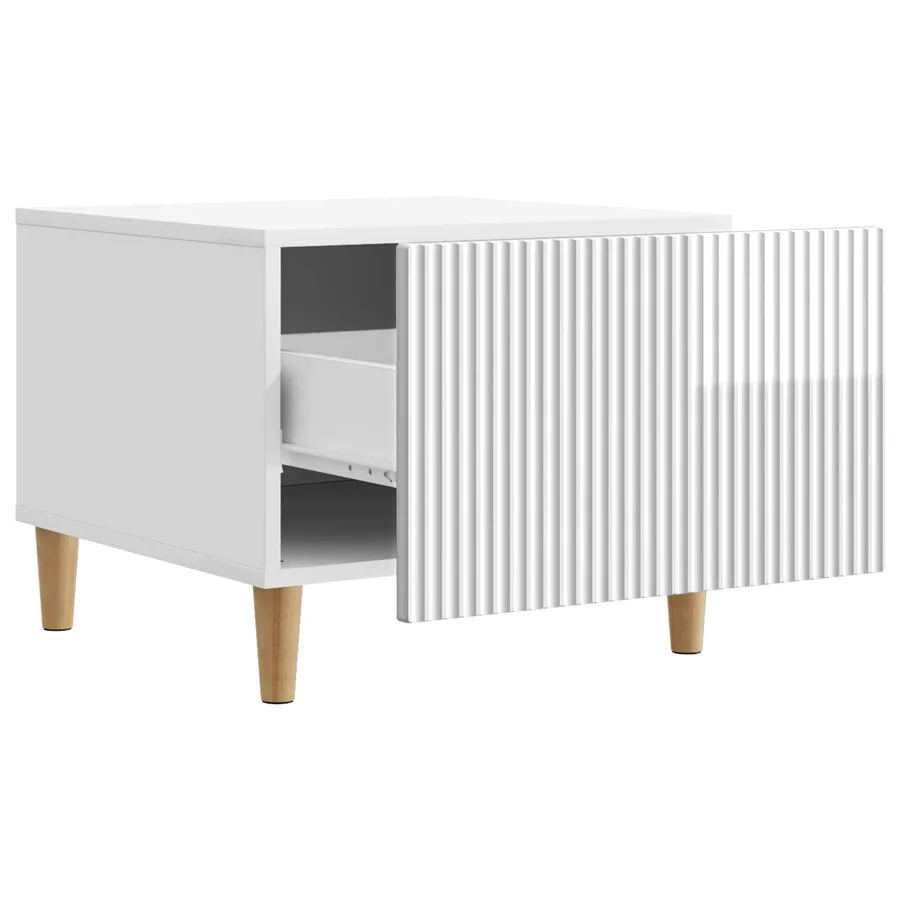 Table basse Blanc brillant 49 x 50 x 40 cm Bois d'ingénierie - 4
