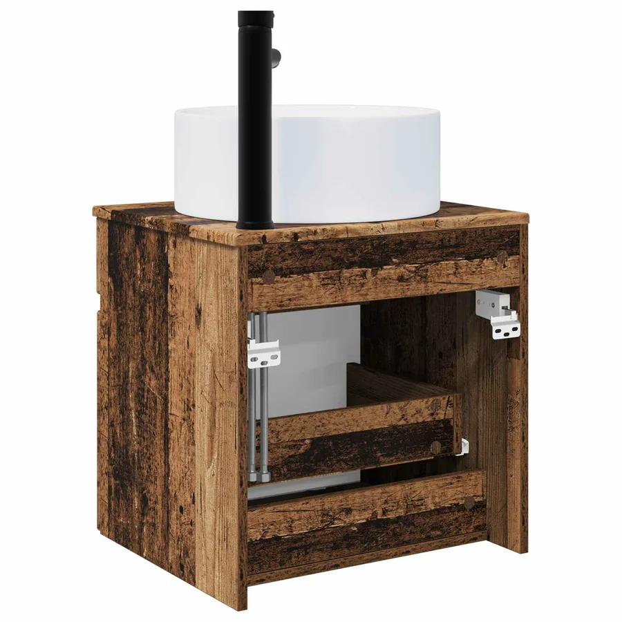 Meuble de lavabo mural Bois ancien 49 x 44,5 x 65,5 cm - 4