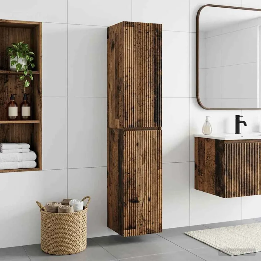 Cabinet de Salle de Bain Mural Bois ancien 33 x 34,5 x 160 cm