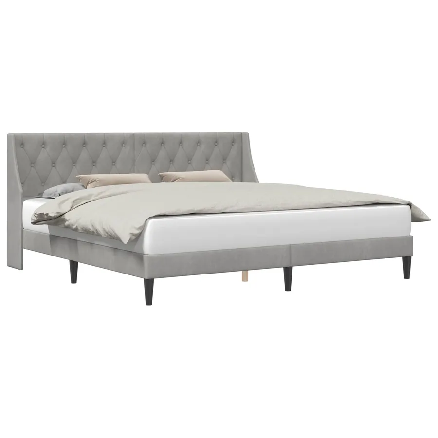 Cadre de lit avec tête de lit Gris clair 200 x 200 cm Velours - 2
