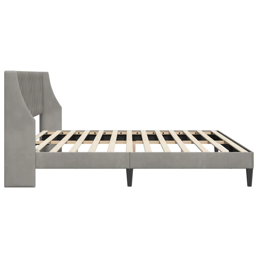 Cadre de lit avec tête de lit Gris clair 200 x 200 cm Velours - 5