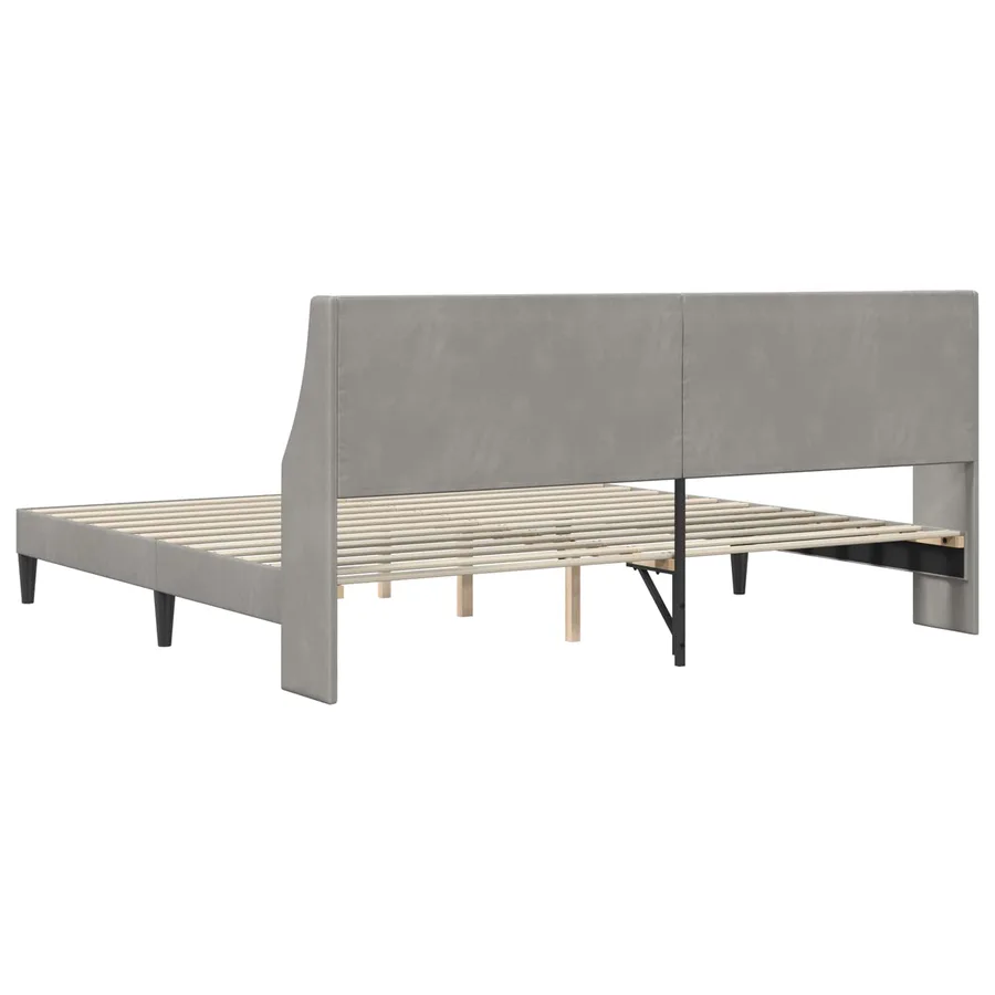Cadre de lit avec tête de lit Gris clair 200 x 200 cm Velours - 6