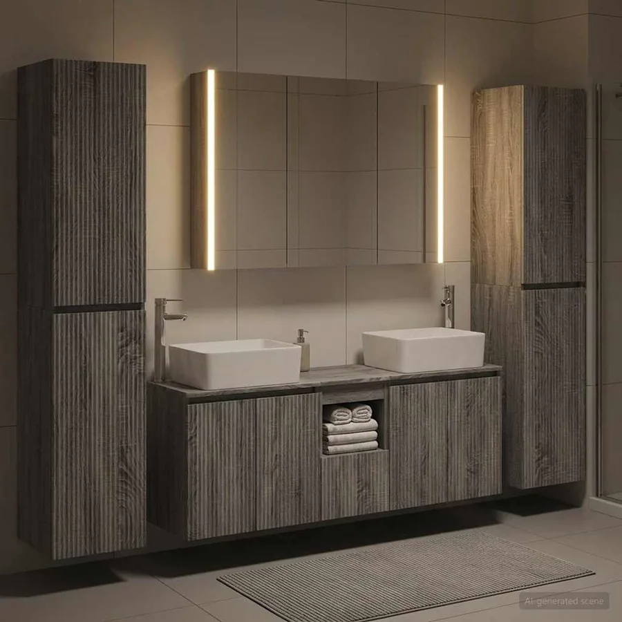 Ensemble de mobilier de salle de bain 6 pcs Sonoma gris - 4