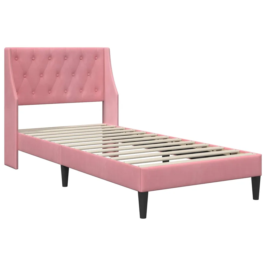 Cadre de lit avec tête de lit Rose 90 x 200 cm Velours - 3