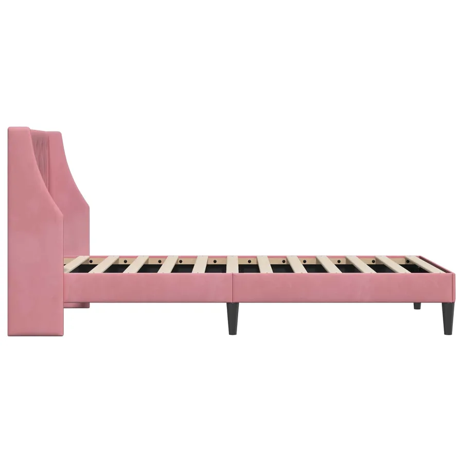 Cadre de lit avec tête de lit Rose 90 x 200 cm Velours - 5
