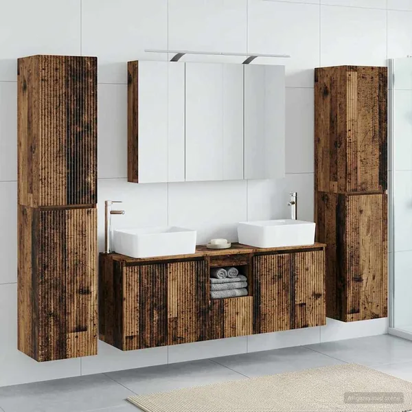 Ensemble de mobilier de salle de bain 6 pcs Bois ancien