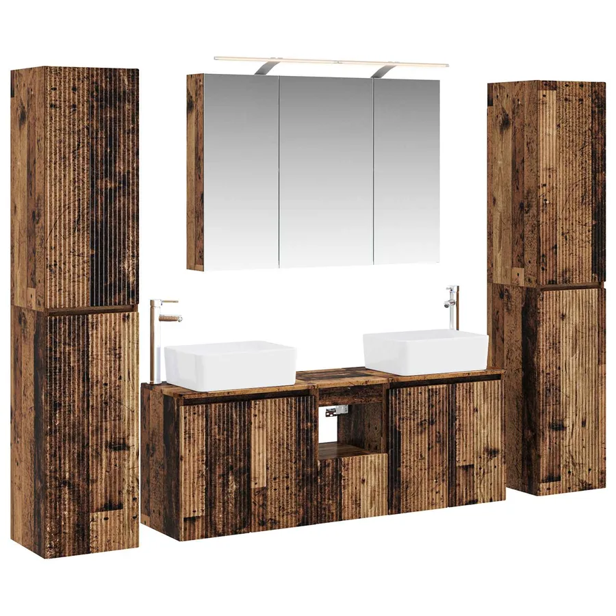 Ensemble de mobilier de salle de bain 6 pcs Bois ancien - 2