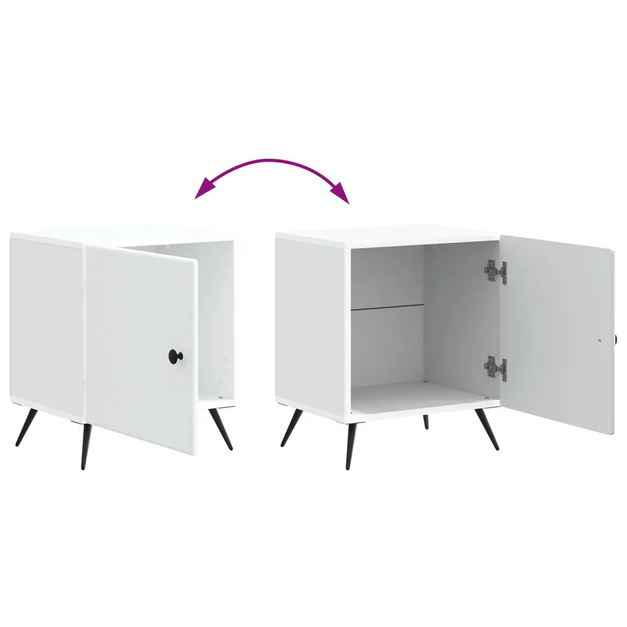 Cabinet de chevet Blanc 43 x 34,5 x 50 cm Bois d'ingénierie - 10