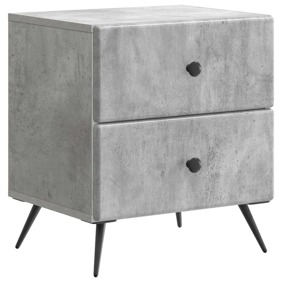 Cabinet de chevet avec tiroir Gris béton 43 x 34,5 x 47,5 cm - 2