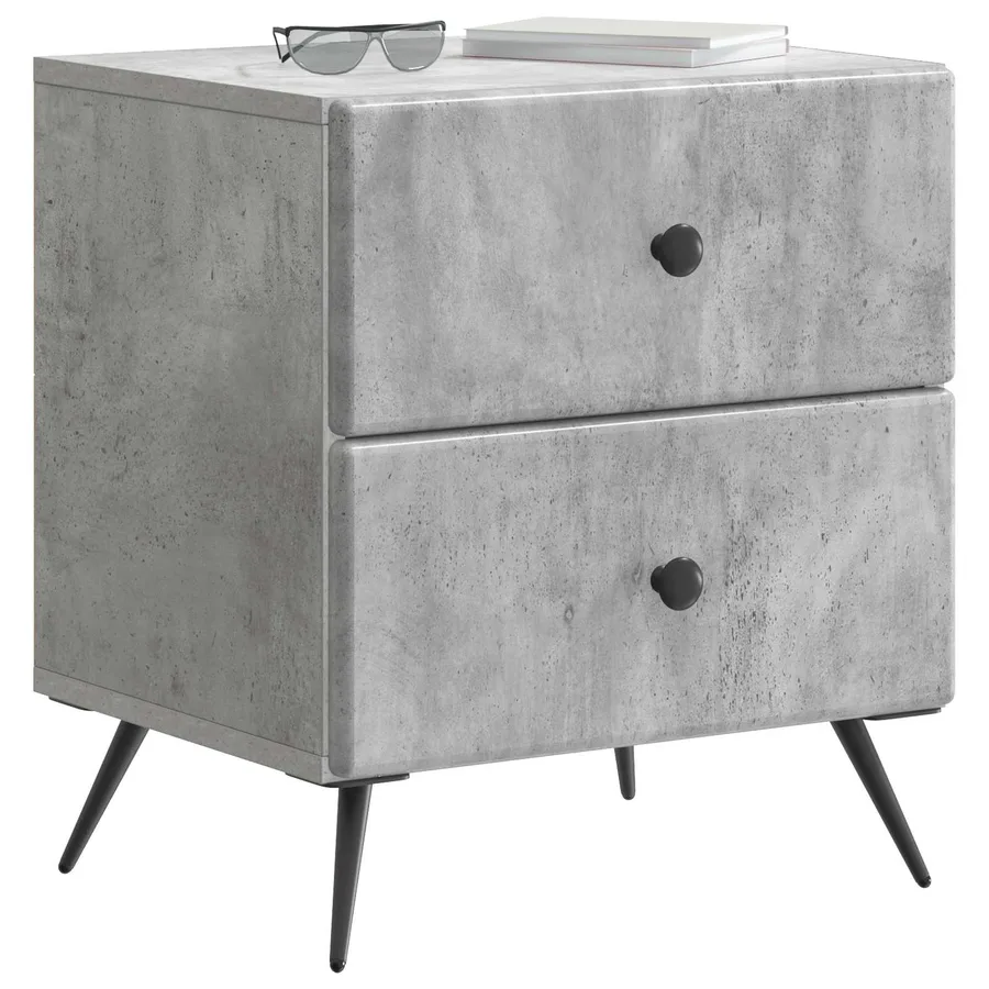Cabinet de chevet avec tiroir Gris béton 43 x 34,5 x 47,5 cm - 3
